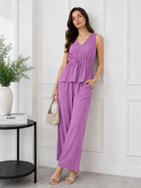 Women's Brown V Neck Co-Ord Set