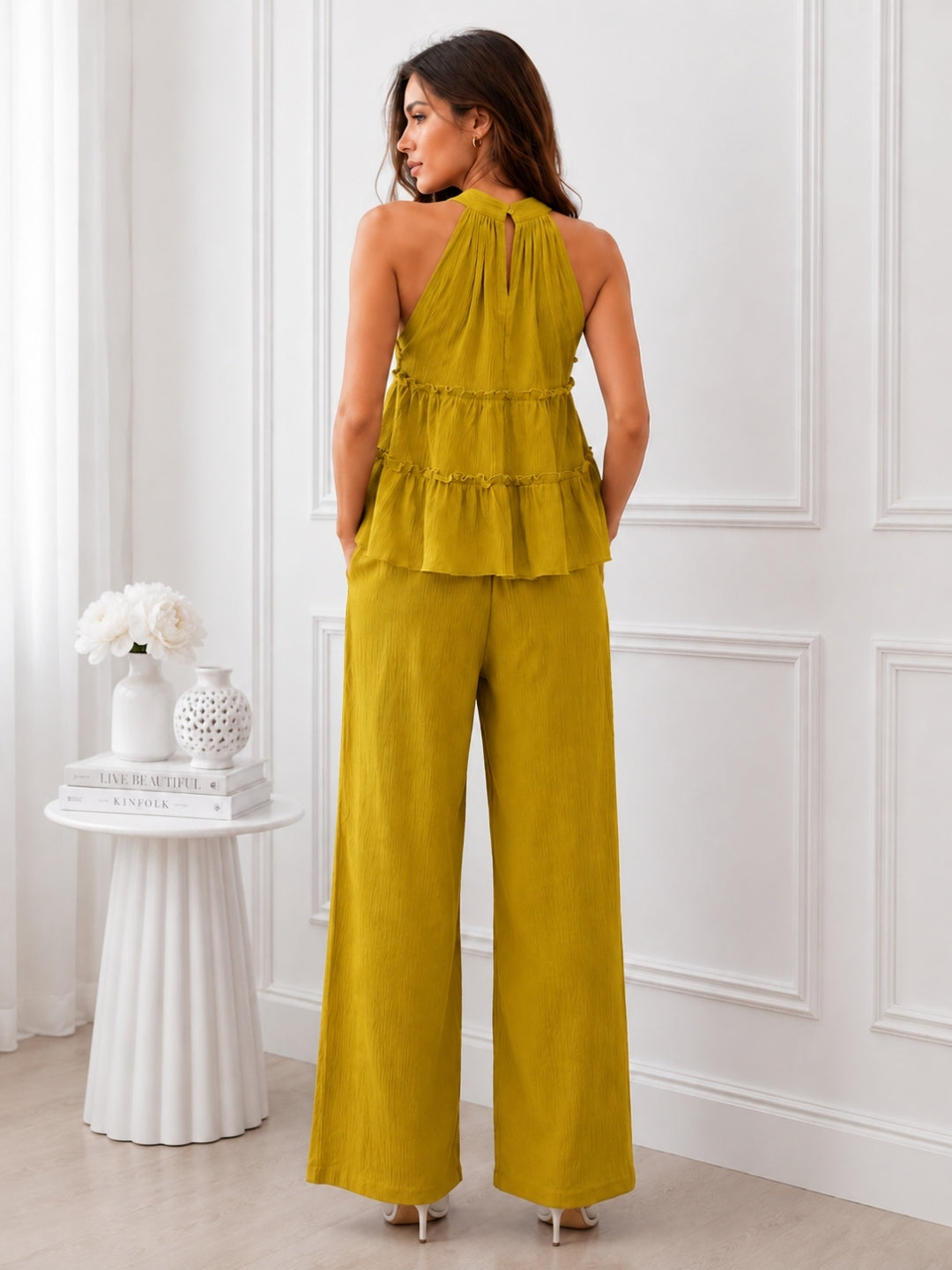 Women's Purple Halter Neck Co-Ord Set