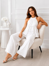 Women's Purple Halter Neck Co-Ord Set