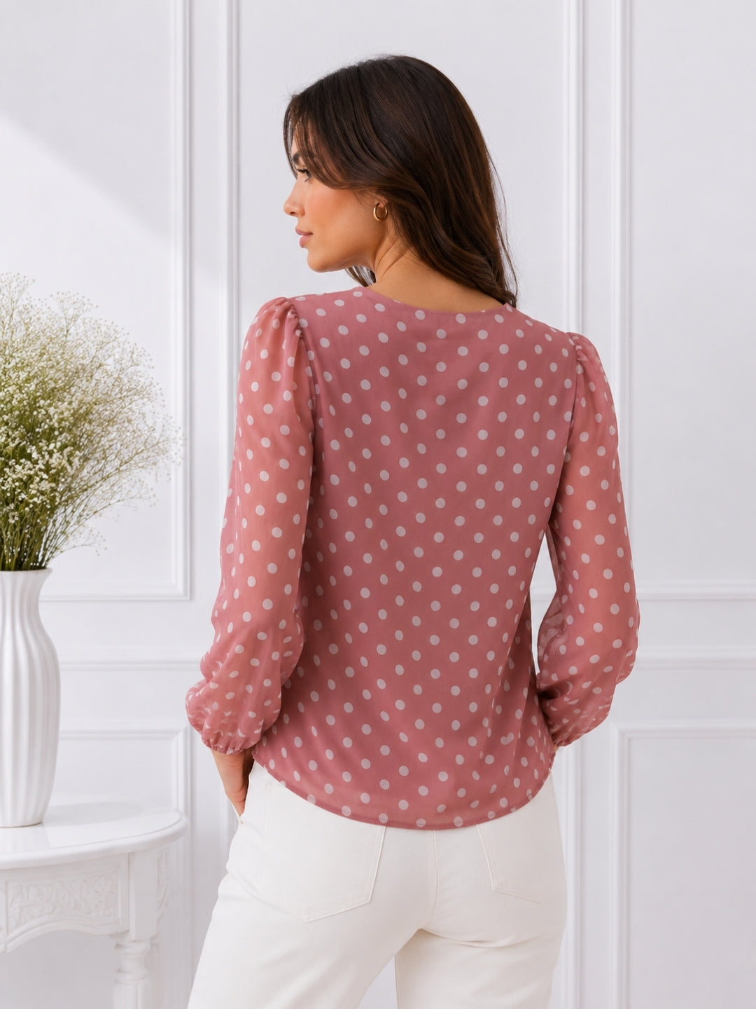 Women's Pink Polka Top