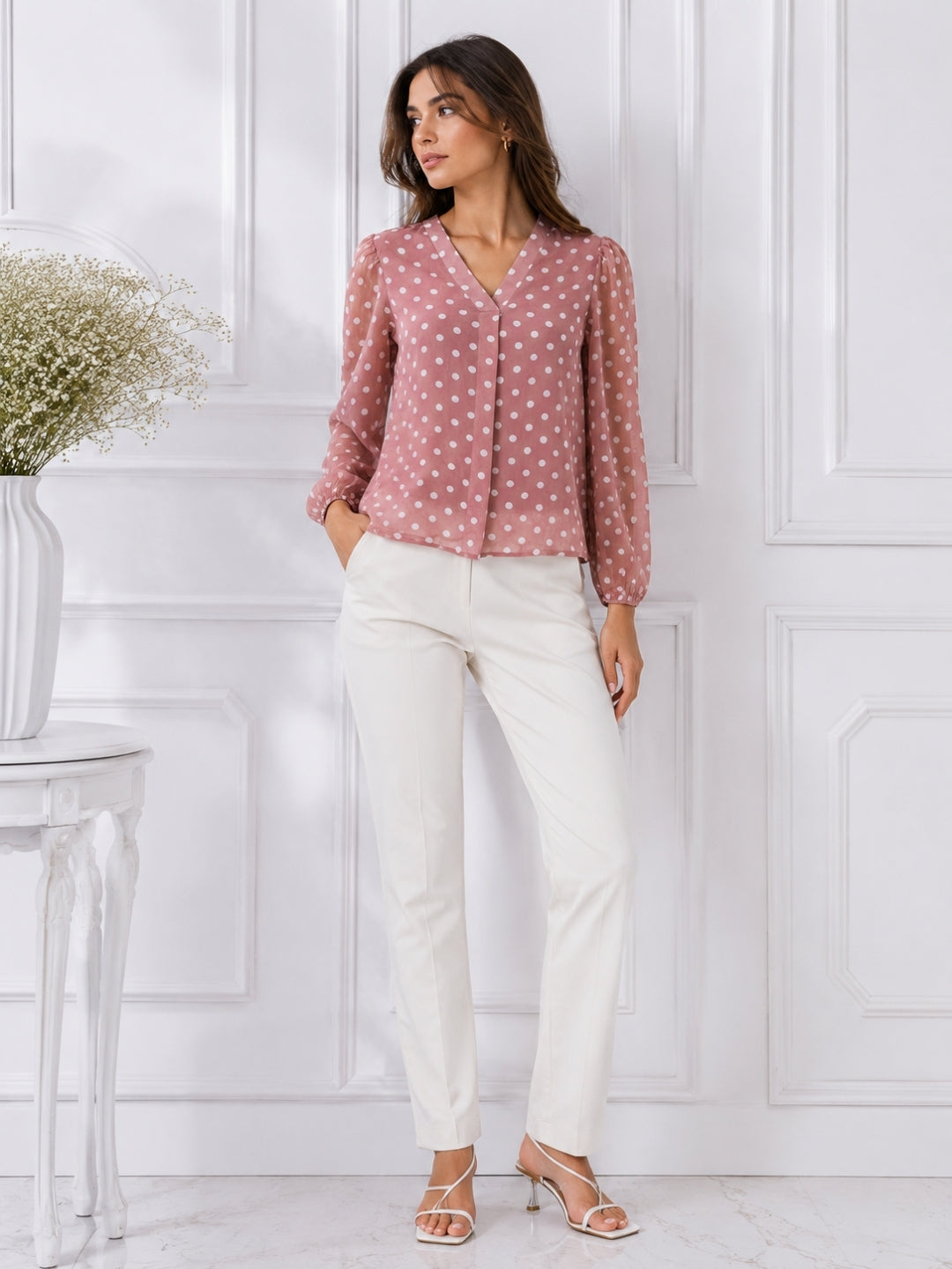 Women's Pink Polka Top