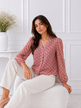 Women's Pink Polka Top