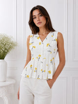 Women's White Printed Top