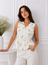 Women's White Printed Top