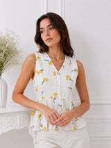 Women's White Printed Top