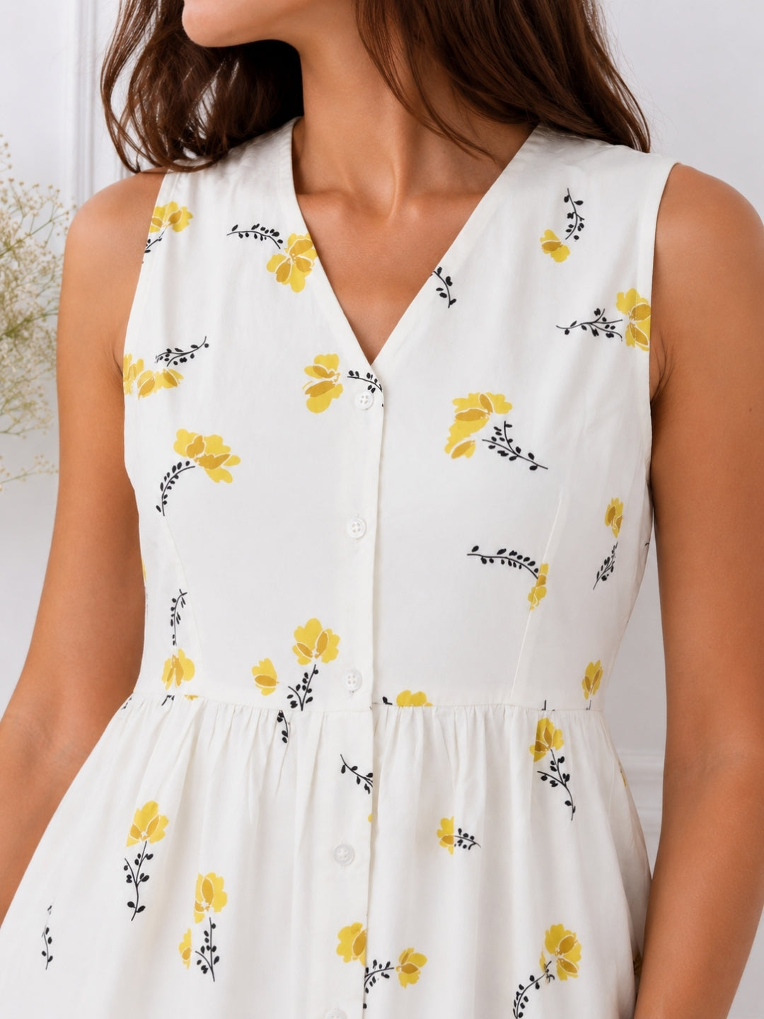 Women's White Printed Top