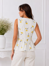 Women's White Printed Top