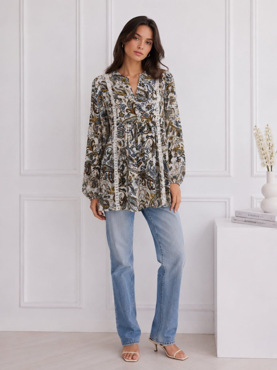 Women's Paisley Print Peplum Top