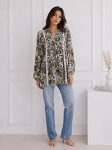 Women's Paisley Print Peplum Top
