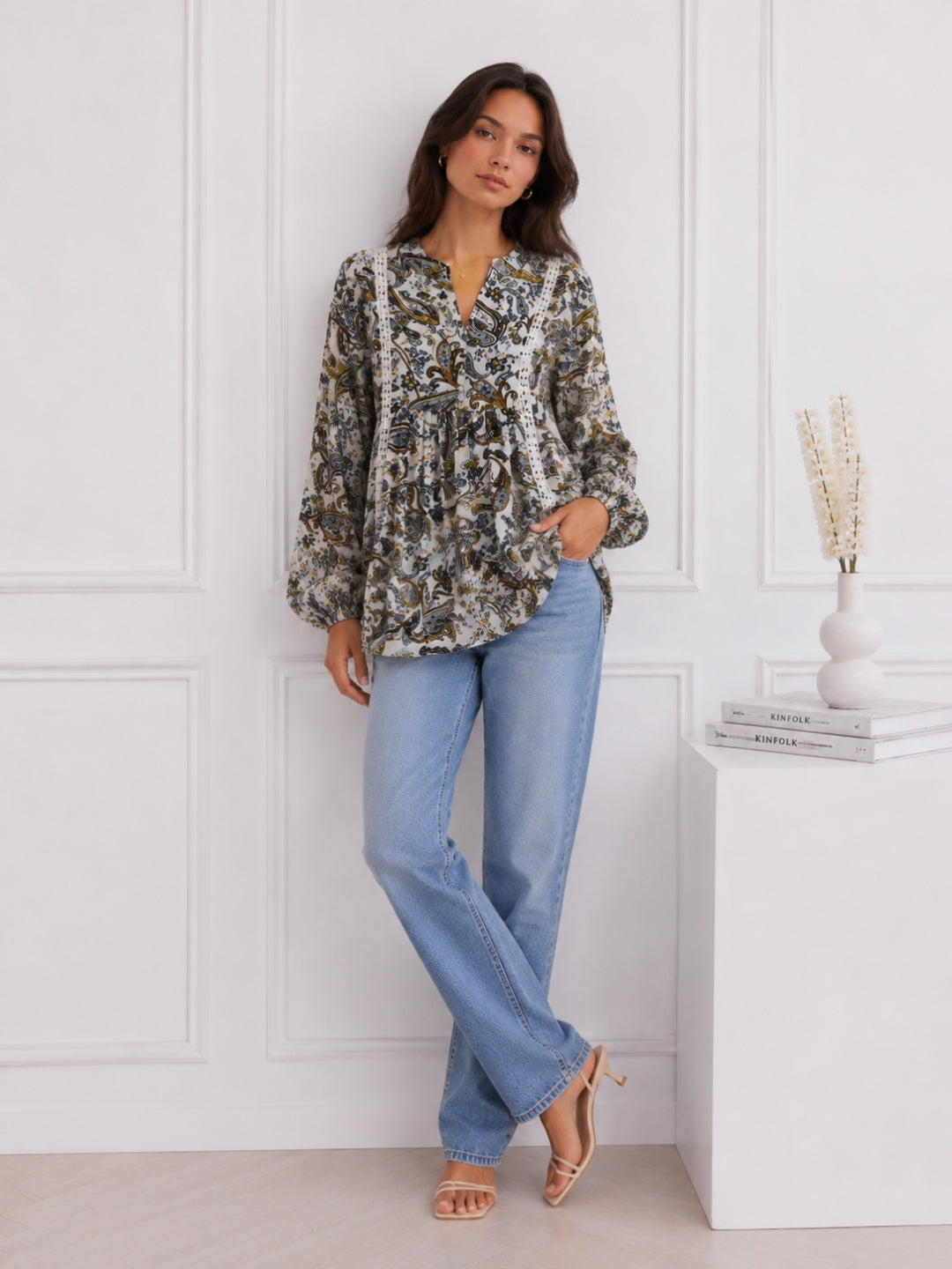 Women's Paisley Print Peplum Top