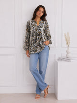 Women's Paisley Print Peplum Top