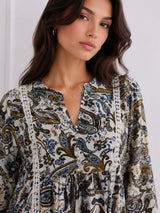 Women's Paisley Print Peplum Top