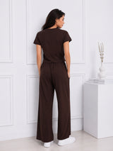 Women's Brown T-shirt And Pant Co-ord Set