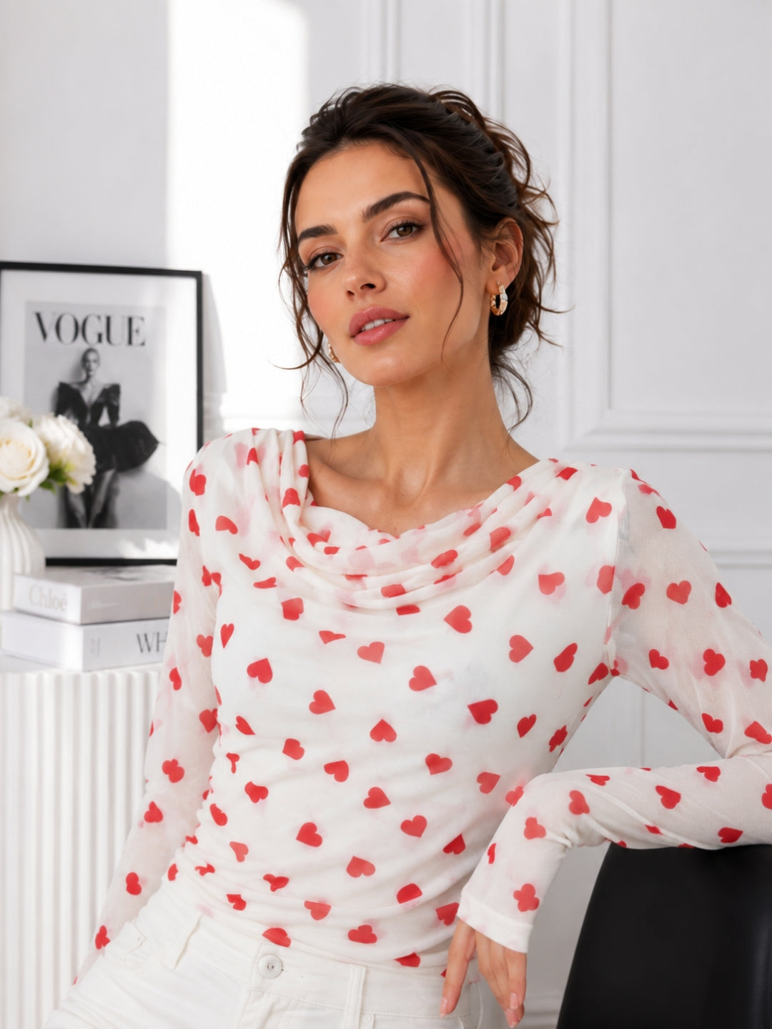Women's Sheer Slim Fit Printed Top