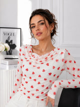Women's Sheer Slim Fit Printed Top