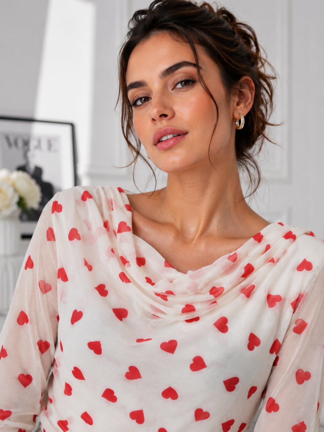 Women's Sheer Slim Fit Printed Top