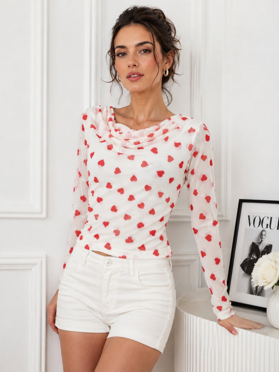 Women's Sheer Slim Fit Printed Top