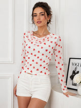 Women's Sheer Slim Fit Printed Top