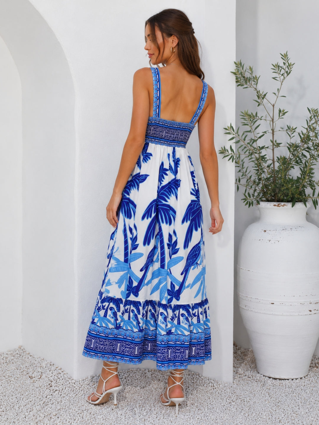 Women's Blue Print Maxi Dress