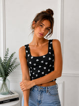 Women's Sleeveless Heart Print Top
