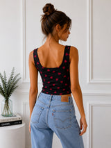 Women's Sleeveless Heart Print Top