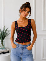 Women's Sleeveless Heart Print Top