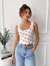 Women's Sleeveless Heart Print Top