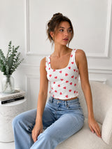 Women's Sleeveless Heart Print Top