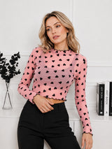 Women's Heart Printed Crop Top