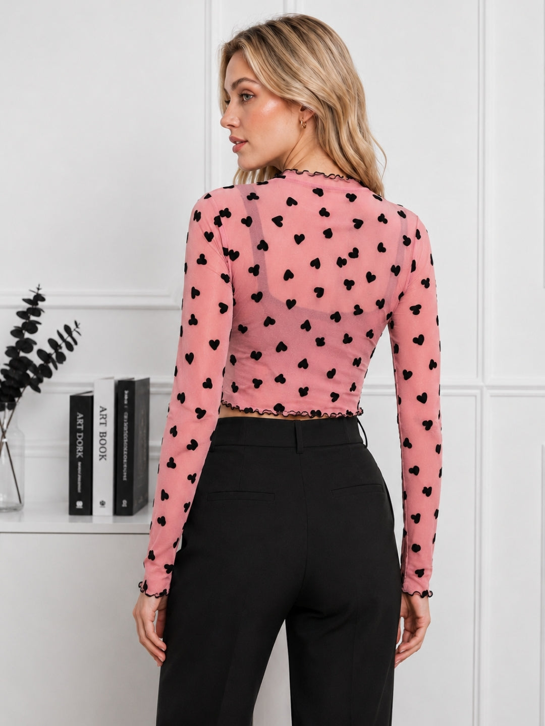 Women's Heart Printed Crop Top