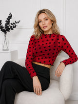 Women's Heart Printed Crop Top