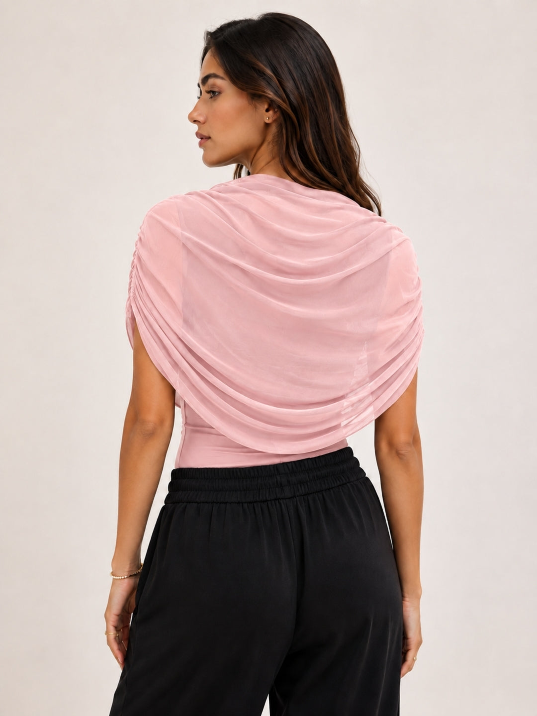 Clobug Women Cape Sleeve Boat Neck Top
