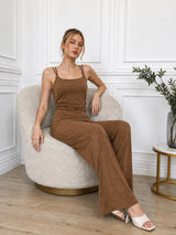 Clobug Women Back Tie up Neck Jumpsuit
