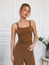 Clobug Women Back Tie up Neck Jumpsuit