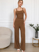 Clobug Women Back Tie up Neck Jumpsuit