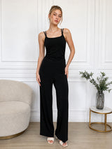 Clobug Women Back Tie up Neck Jumpsuit