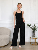 Clobug Women Back Tie up Neck Jumpsuit