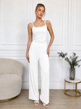 Clobug Women Back Tie up Neck Jumpsuit