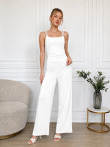Clobug Women Back Tie up Neck Jumpsuit