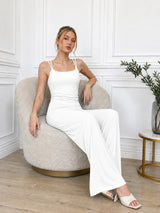 Clobug Women Back Tie up Neck Jumpsuit