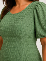 Women’s Polyester Plus Size Green Back Tie-up Dress