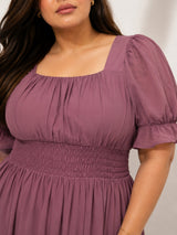 Women’s Polyester Plus Size Pink Flare Maxi Dress