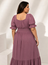Women’s Polyester Plus Size Pink Flare Maxi Dress