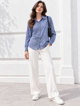 Clobug Women Full Sleeve Linen Shirt
