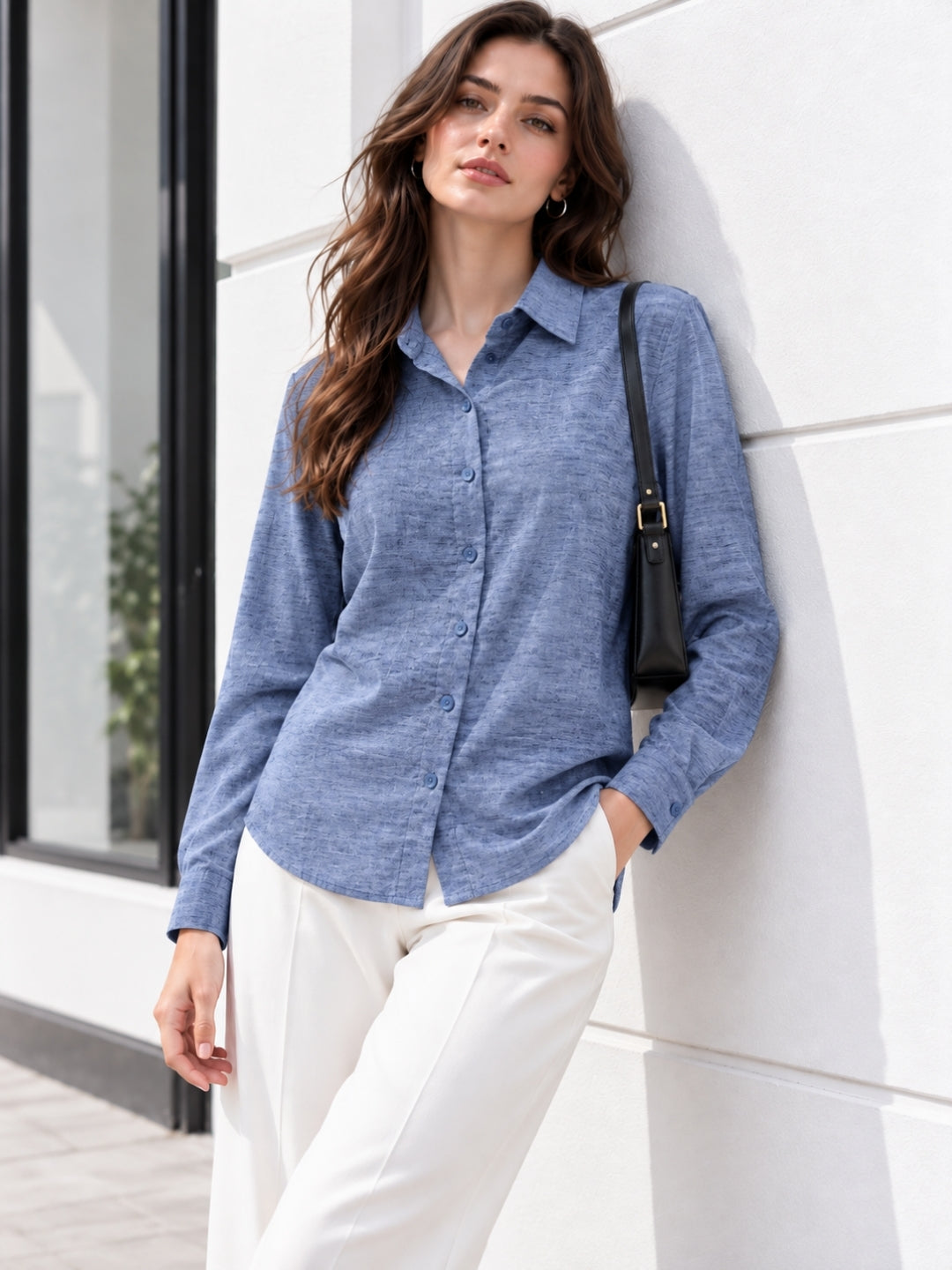 Clobug Women Full Sleeve Linen Shirt