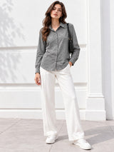 Clobug Women Full Sleeve Linen Shirt
