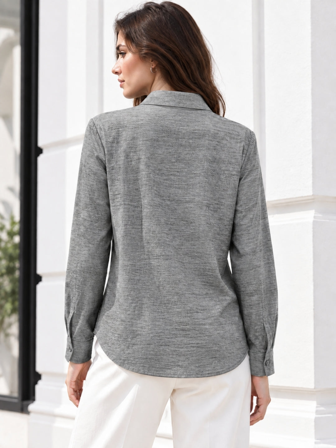 Clobug Women Full Sleeve Linen Shirt