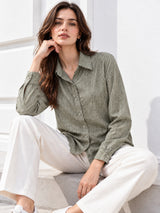 Clobug Women Full Sleeve Linen Shirt