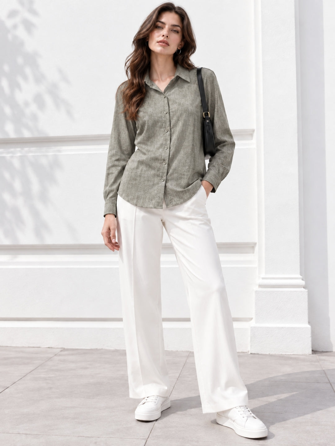 Clobug Women Full Sleeve Linen Shirt