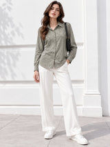 Clobug Women Full Sleeve Linen Shirt